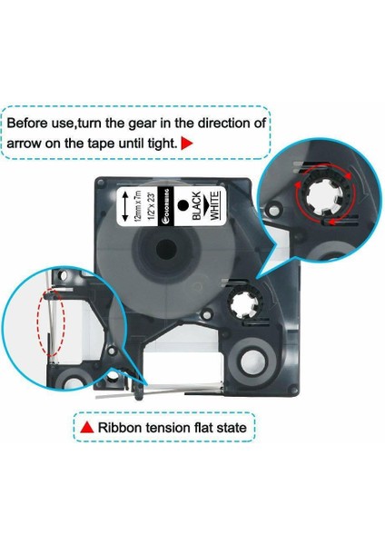 45015 Beyaz Üzerine Kırmızı Stil 12 mm Dymo D1 Etiket Şeridi Label Manager Siyah Beyaz Uyumlu (Yurt Dışından)