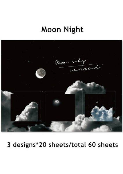 Ay Gecesi Ay Bulut Çiçek Yapışkan Notlar Seti Memo Pad Defter Sticker Ajanda Kırtasiye (Yurt Dışından)