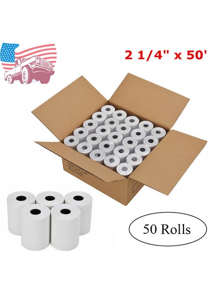 50 Rulo x 50' Nakit Kayıt Kredi Kartı Termal Kağıtlar Pos Fiş Boş (Yurt Dışından)