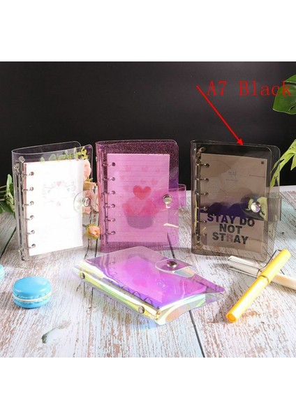 A7 Siyah A5A6A7 Pvc Meteor Yağmur Kapaklı Gevşek Yapraklı Halkalı Dosya Klasörü Düğmeli (Yurt Dışından)
