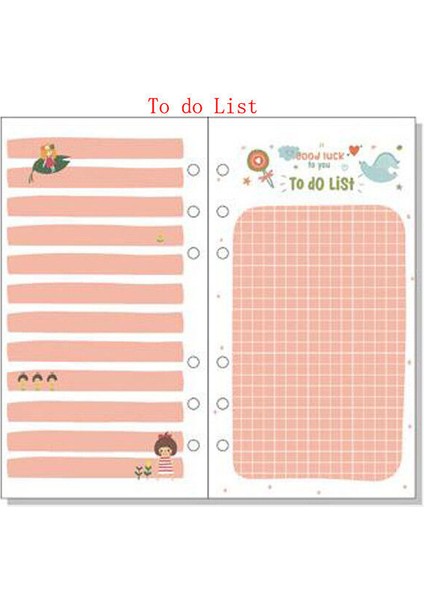 Yapılacaklar Listesi Stili A5 A5A6 Çizgi Film Renkli Yapılacaklar Listesi Takvim Ekleme Gevşek Yaprak Yenileme Programı (Yurt Dışından)