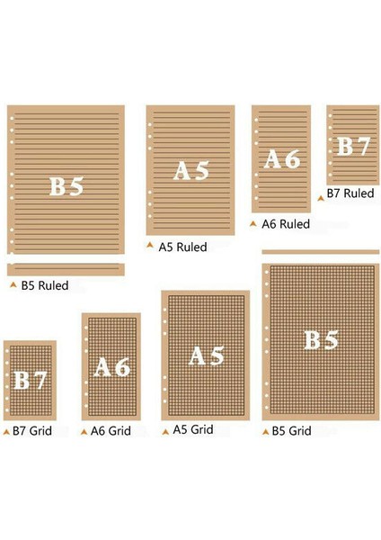 Kurallı Stil A7 B5A5A6A7 Kraft Kağıt Planlayıcı Günlük Not Defteri Içi Yenileme Not Defteri Organizatörü (Yurt Dışından)