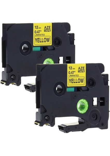 Brother P-Touch 12MM Için Uyumlu TZE631 TZ631 Siyah Sarı Etiket Şeridi 2pk (Yurt Dışından)