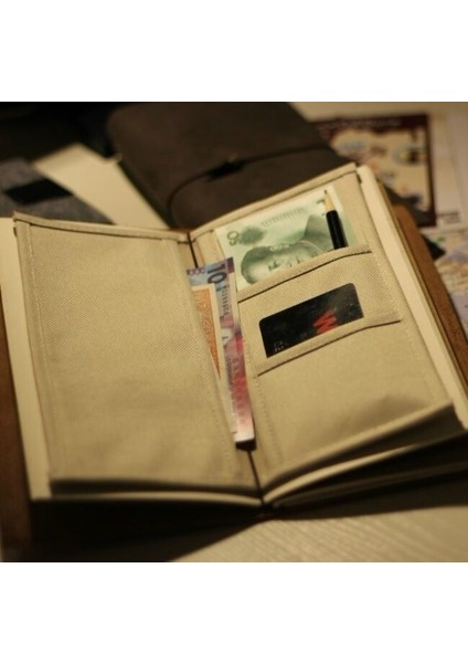 Seyahatçi Bağlı Defter Günlük Için 9x5 Bej Kumaş Iç Dolgu Cep Yenileme (Yurt Dışından)