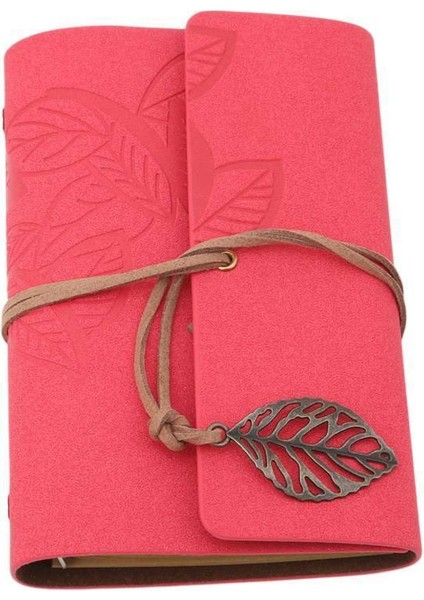Şarap Kırmızısı Sahte Deri Günlük Defter Kitap Günlük Defter Yaprak Kolye Vintage Defter Ajandası (Yurt Dışından)
