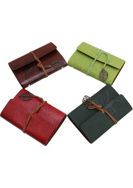Şarap Kırmızısı Sahte Deri Günlük Defter Kitap Günlük Defter Yaprak Kolye Vintage Defter Ajandası (Yurt Dışından) modelleri