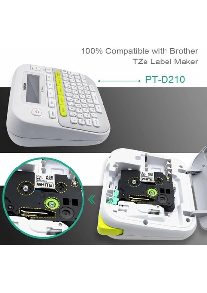 Brother Ptouch TZE231 Için Tz Şerit Lamine Etiket Şeridi Yedeklemesi (Yurt Dışından) modelleri