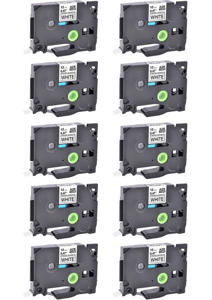 PT2480 PT2420PC PT300 Stili 10PK Kardeş P-Touch Için Uyumlu Beyaz Etiket Şeridi Tz Tze S (Yurt Dışından)