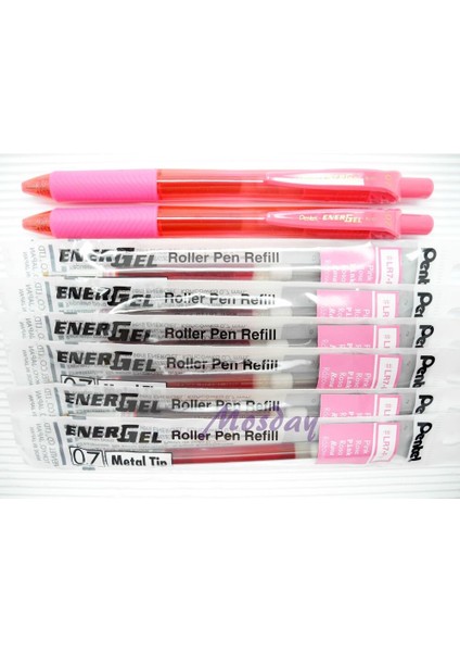 Pentel BL107 Energel Ince Uçlu Tükenmez Kalem + 6 Yedek, Pink (Yurt Dışından)