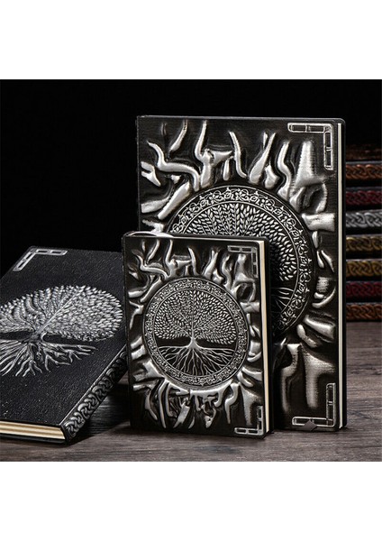 215X145MM Stili Yeşil Bronz Kabartmalı Yaşam Ağacı Deri Retro Vintage Günlük Defter Çizgili Kağıt Günlüğü (Yurt Dışından)