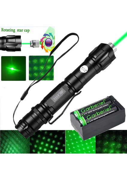 Yeşil Lazer Işaretçi Yıldız Işını Şarj Edilebilir Lazer+Pil+Şarj Cihazı (Yurt Dışından)