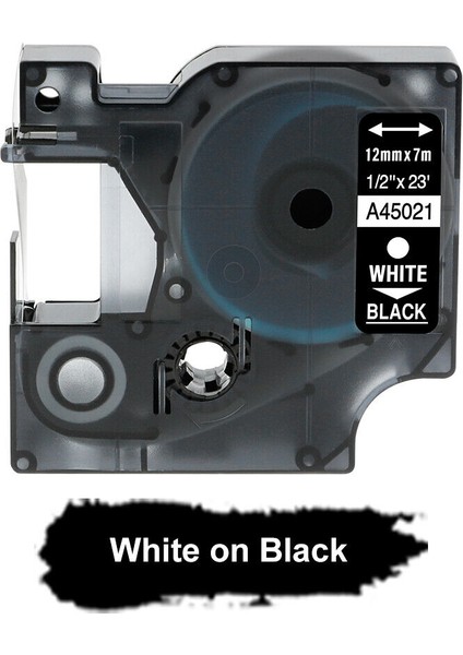 45021 Siyah Stil Üzerine Beyaz 12 mm Dymo D1 Etiket Şeridi Label Manager Siyah Beyaz Uyumlu (Yurt Dışından)