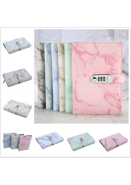 Pembe A5 Defter Kağıdı Vintage Deri Ebru Günlük Şifreli Kilit Kodu ile (Yurt Dışından) fiyatları