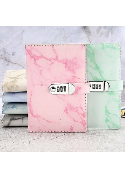 Pembe A5 Defter Kağıdı Vintage Deri Ebru Günlük Şifreli Kilit Kodu ile (Yurt Dışından) fırsatları