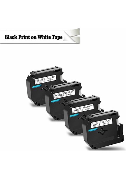 Brother P-Touch PT-45M Için 4pk Siyah Beyaz Etiket Şeridi M-K (Yurt Dışından)