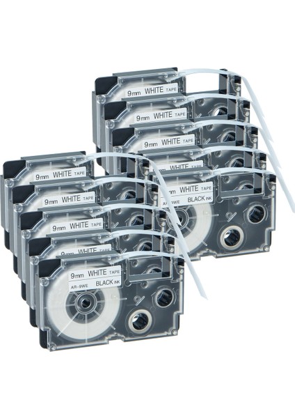 10 Adet 9WE Siyah Beyaz XR-9WE 9mm Etiket Bandı Casio Kl-60 KL-60SR C500 ile Uyumlu (Yurt Dışından)