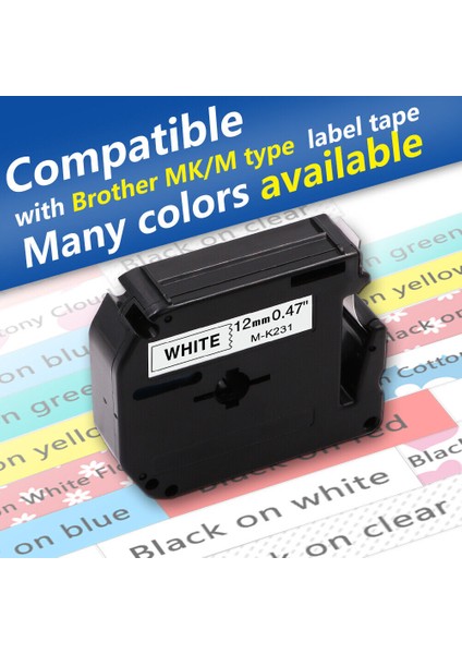 M-K621 Sarı Stilde Siyah Brother P-Touch Etiket Makinesi Için MKK231 Etiket Şeridi Çoklu Renk (Yurt Dışından) modelleri