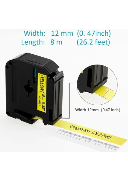 M-K621 Sarı Stilde Siyah Brother P-Touch Etiket Makinesi Için MKK231 Etiket Şeridi Çoklu Renk (Yurt Dışından) fırsatları