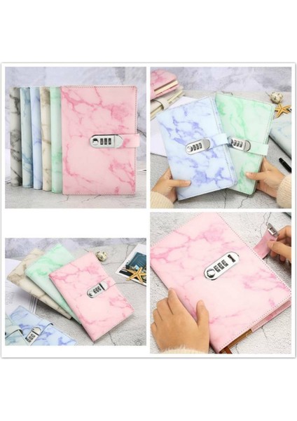 Kahverengi A5 Defter Kağıdı Vintage Deri Ebru Günlük Şifreli Kilit Kodu ile (Yurt Dışından) modelleri