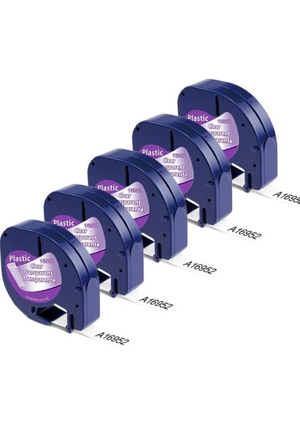 Plastik - Şeffaf 16952 Stilinde Siyah 5 Paket Dymo Letratag LT-100T Bant 12MM Için Plastik Kağıt Dolum Etiketi (Yurt Dışından)