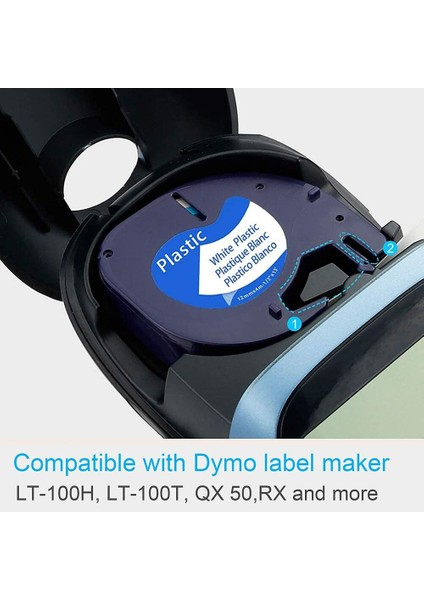Plastik - Şeffaf 16952 Stilinde Siyah 5 Paket Dymo Letratag LT-100T Bant 12MM Için Plastik Kağıt Dolum Etiketi (Yurt Dışından) modelleri