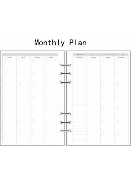 A5 Stili Aylık Plan A5A6A7 Planlayıcı Günlük Takvim Içi Yenileme Programı Organizatör Plaeet Notları #uk (Yurt Dışından)