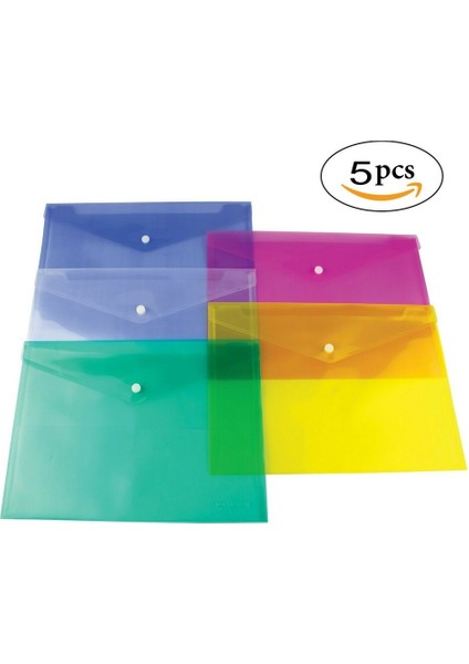 Yeşil Stil 5 Adet A4 Plastik Cüzdan Çıtçıtlı Evrak Dosya Klasörleri Ofis Okul Dosyaları Çoklu Paket (Yurt Dışından)