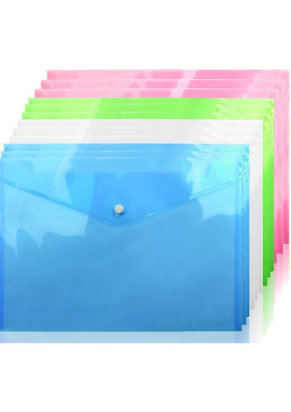 Yeşil Stil 5 Adet A4 Plastik Cüzdan Çıtçıtlı Evrak Dosya Klasörleri Ofis Okul Dosyaları Çoklu Paket (Yurt Dışından)