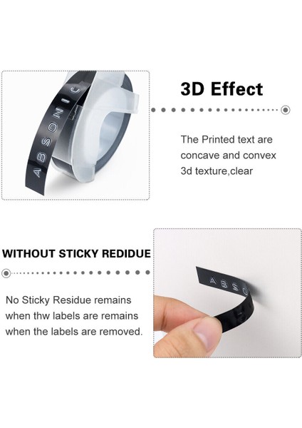 (8) 5 Siyah Bant Dymo Omega Ev Kabartmalı Etiket Makinesi Veya Uyumlu 3D Kabartmalı Etiket Bantı 9mm (Yurt Dışından) fırsatları