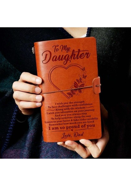 Kızıma Babandan Sevgilerle Kazılı Deri Günlük Defter Not Defteri Yılbaşı Hediyesi (Yurt Dışından)