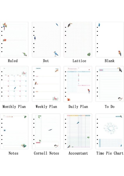 Zaman Pasta Grafiği A6 Çok Renkli Planner Günlük Iç Muhasebe Zamanlayıcı Kağıt Takvim Yenileme Schedule Organiser Sayfa (Yurt Dışından)