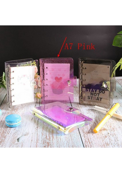 A7 Pembe A5A6A7 Pvc Meteor Yağmur Kapaklı Gevşek Yapraklı Halkalı Dosya Klasörü Düğmeli (Yurt Dışından)