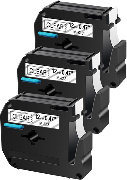 Brother P-Touch Pt-45 Pt-90 Etiket M-K131 MK-131 Siyah Şeffaf Bant Için 3 Paket (Yurt Dışından)