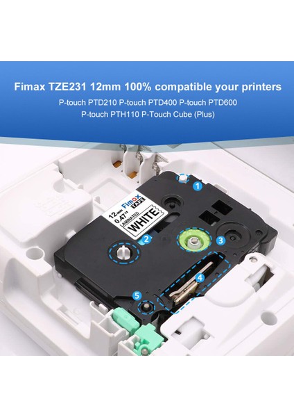 4 Paket Tarzı 18 mm Uyumlu Brother TZ-231 Tze P-Touch Etiket Bantı Seti (Yurt Dışından)