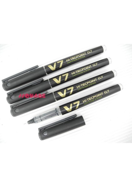 6 Adet Pilot V Hi-Tecpoint Kartuşlu Yeniden Doldurulabilir Rollerball Kalem, Bk (Yurt Dışından)