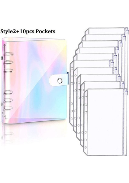 Style2 ve 10 Adet Cep A6 Pvc Defter Kapağı Planlayıcı Gevşek Yapraklı Klasör Nakit Bütçe Zarfı (Yurt Dışından)