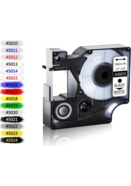45013 12MM Beyaz Üzerine Siyah Dymo D1 Labelmanager mm Beyaz Etiket Bandı (Yurt Dışından) fiyatları
