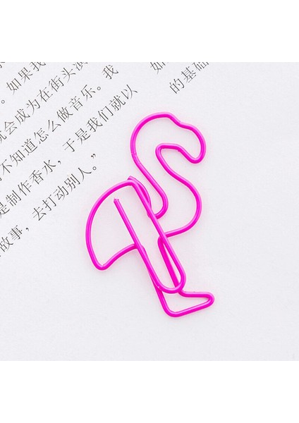 Flamingo Stili 10 Parça Sevimli Domuz Alev Kuşu Ayraç Kağıt Klipsi Hollow Metal Dosyacı Ofis Malzemeleri (Yurt Dışından)