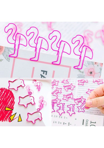 Flamingo Stili 10 Parça Sevimli Domuz Alev Kuşu Ayraç Kağıt Klipsi Hollow Metal Dosyacı Ofis Malzemeleri (Yurt Dışından) fiyatları