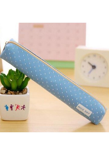 Mavi Sevimli Süper Ince Kalem Kutusu Sevimli Dalgalı Nokta Kalem Çantası Ofis Okul Malzemeleri Tr (Yurt Dışından)