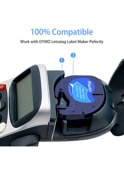Dymo Letratag QX50 Için Siyah Mavi Plastik Etiket Şeridi Dolumu (Yurt Dışından) modelleri