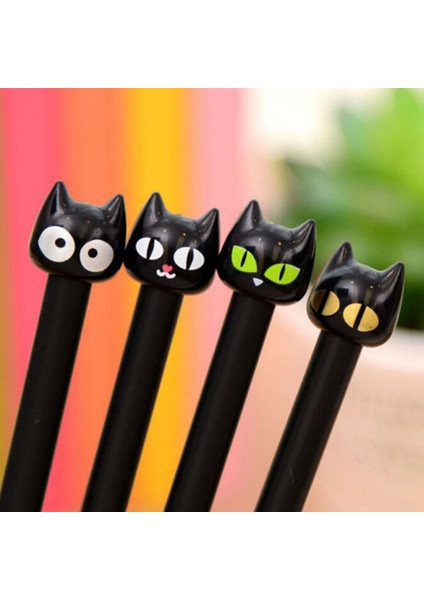 4 Adet Siyah Kedi Jel Kalem Sevimli Kırtasiye Yaratıcı Hediye Okul Malzemeleri Nwhh (Yurt Dışından)