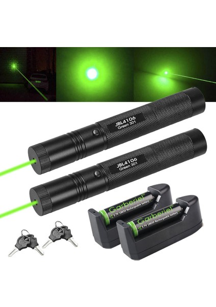 2 Paket 532NM Yeşil Lazer Kalem Işıldak Görünür Işın Işık Pil ve Şarj Cihazı ile (Yurt Dışından)