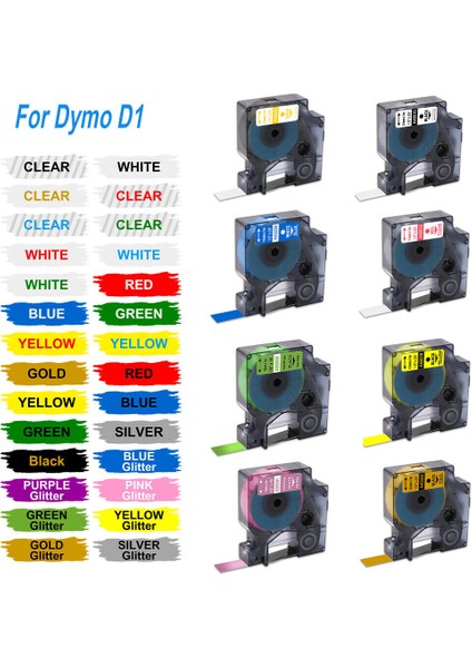 40916 Mavi Stil Üzerine Siyah 9 mm Dymo D1 Etiket Makinesi ile Uyumlu Bant mm - Türkçe (Yurt Dışından)