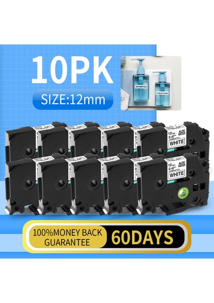 Brother P-Touch TZ-231 TZE-231 PT-D210 Uyumlu 10 Adet Etiket Yapıştırıcı Bant (Yurt Dışından)