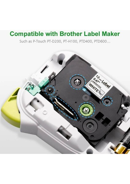 Brother P-Touch TZ-231 TZE-231 PT-D210 Uyumlu 10 Adet Etiket Yapıştırıcı Bant (Yurt Dışından)