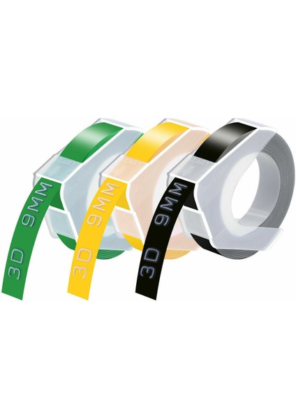 Yeşil Sarı Siyah Dymo Organizer Xpress Pro Kabartma Etiket Makinesi Için 9mm 3D Kabartma Bantları (Yurt Dışından)