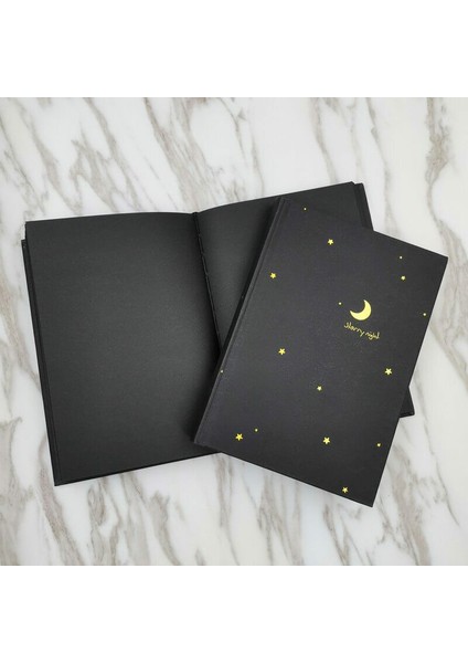 Siyah Karton Kapaklı Siyah Sayfalı Defter - Karalama Defteri (Yurt Dışından)