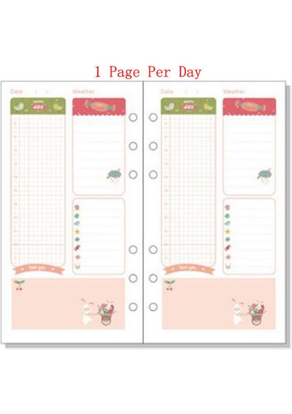 A6 Style Günde 1 Sayfa A5A6 Karikatür Renkli Günlük Takvim Organizatörü Defter Dolgu Sayfası (Yurt Dışından)