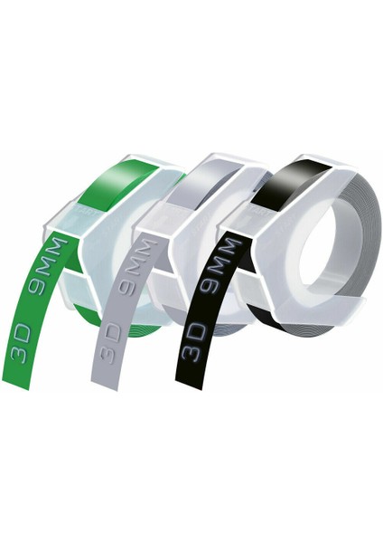 Yeşil Gümüş Siyah Dymo Organizer Xpress Pro Kabartma Etiket Makinesi Için 9mm 3D Kabartma Bantları (Yurt Dışından)